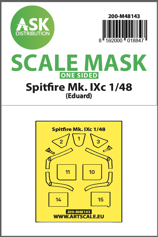 Fotografie 1/48 Spitfire Mk.IXc one-sided express fit mask for Eduard