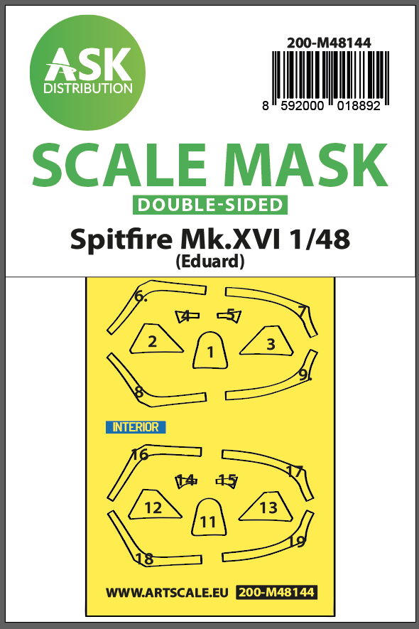 Fotografie 1/48 Spitfire Mk.XVI double-sided express fit mask for Eduard