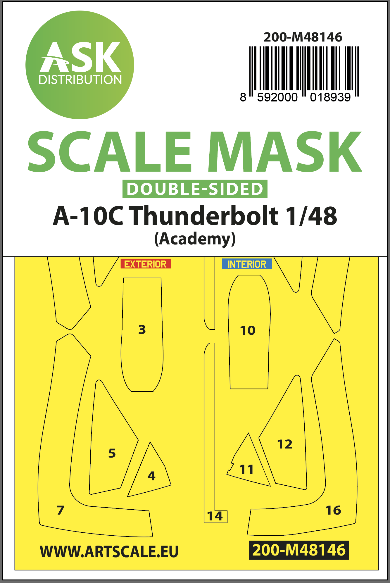 Fotografie 1/48 A-10C Thunderbolt double-sided express fit mask for Academy