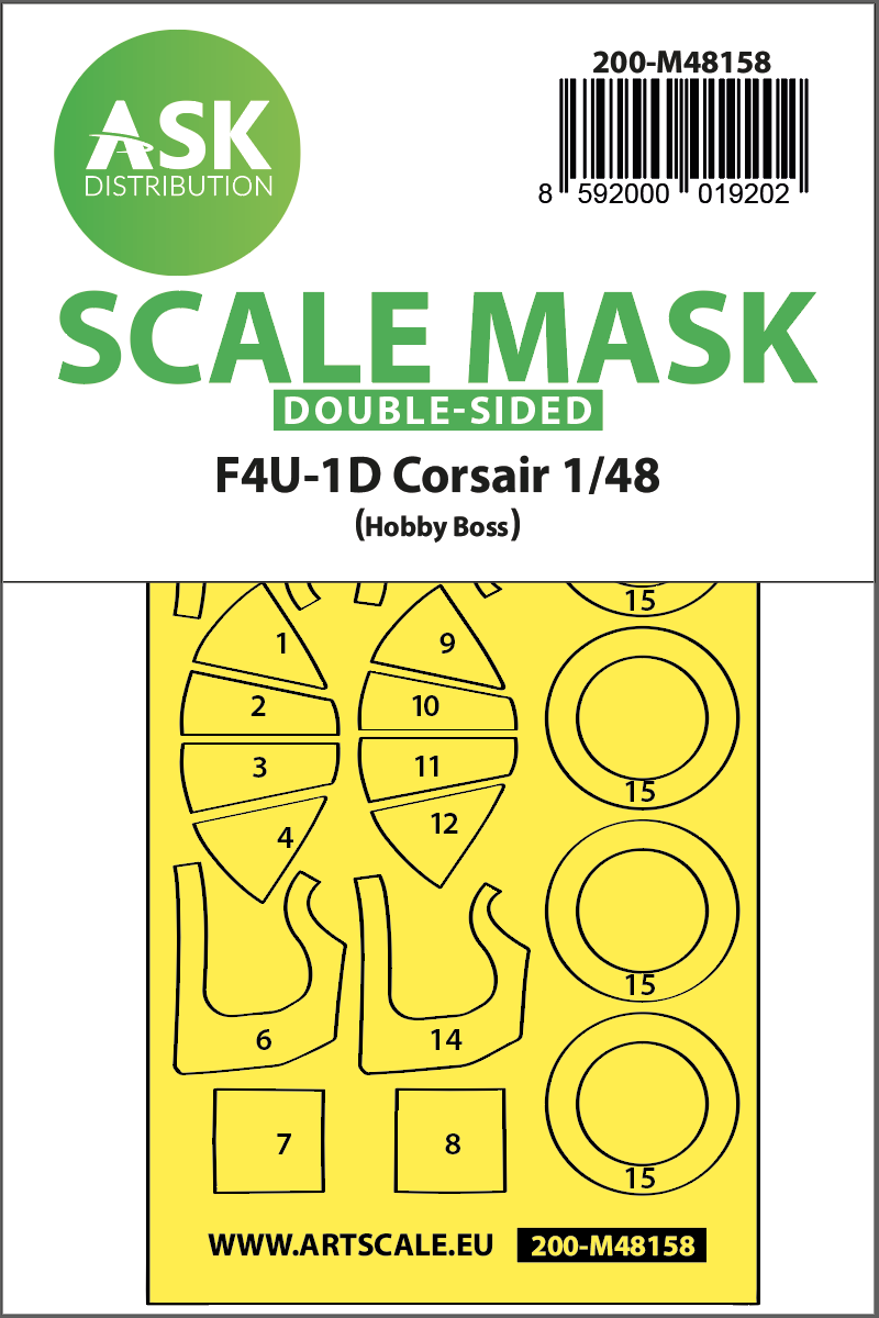 Fotografie 1/48 F4U-1D Corsair double-sided express mask for Hobby Boss