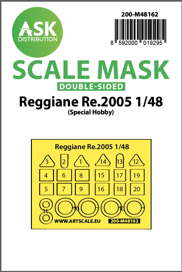 Fotografie 1/48 Reggiane Re.2005 double-sided fit express mask for Special Hobby
