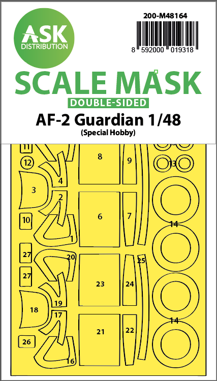 Fotografie 1/48 AF-2 Guardian double-sided fit express mask for Special Hobby
