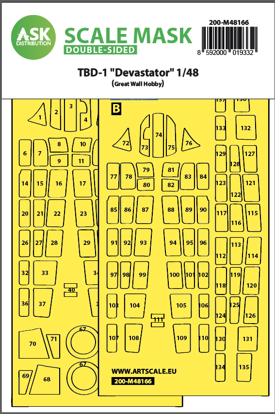 Fotografie 1/48 TBD-1 Devastator double-sided fit express mask for Great Wall Hobby
