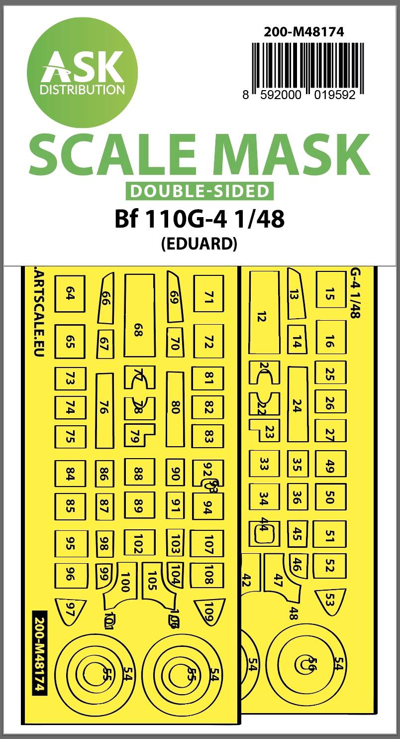 Fotografie 1/48 Me 110G-4 double-sided express fit mask for Eduard