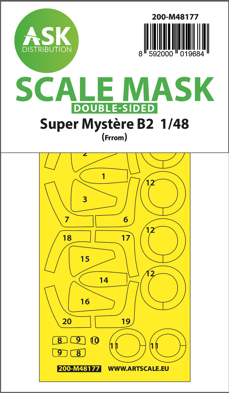 Fotografie 1/48 Super Mystére B2 double-sided express fit mask for FRROM - Special Hobby
