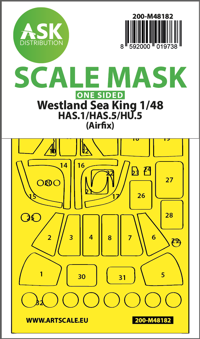 Fotografie 1/48 Westland Sea King HAS.1/HAS.5/HU.5 one-sided express fit mask for Airfix