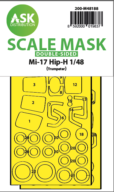 Fotografie 1/48 Mil Mi-17 Hip-H double-sided express fit mask for Trumpeter
