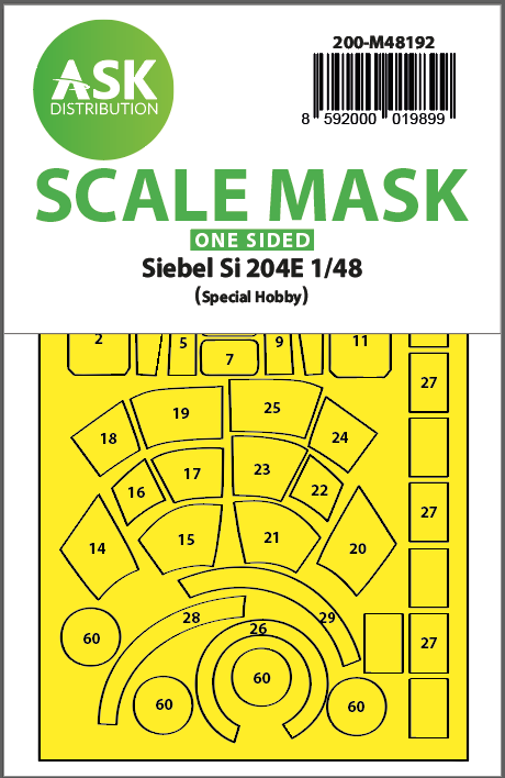 Fotografie 1/48 Siebel Si 204E one-sided realy fit and self adhesive express mask for Special Hobby