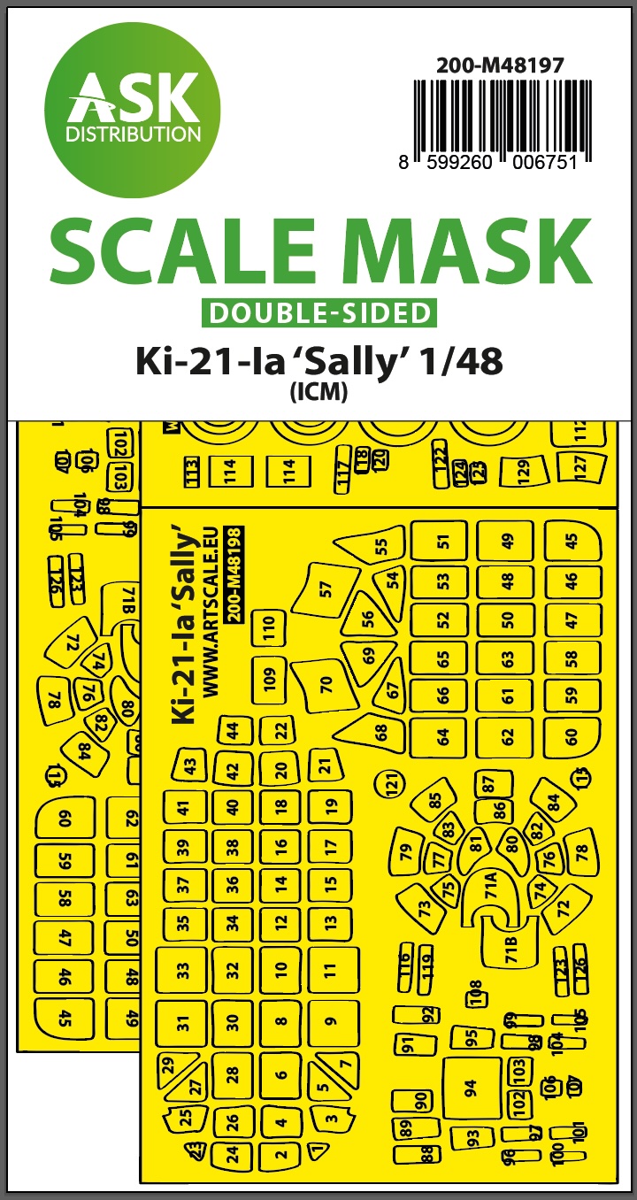 Fotografie 1/48 Ki-21-Ia Sally double-sided express fit mask for ICM