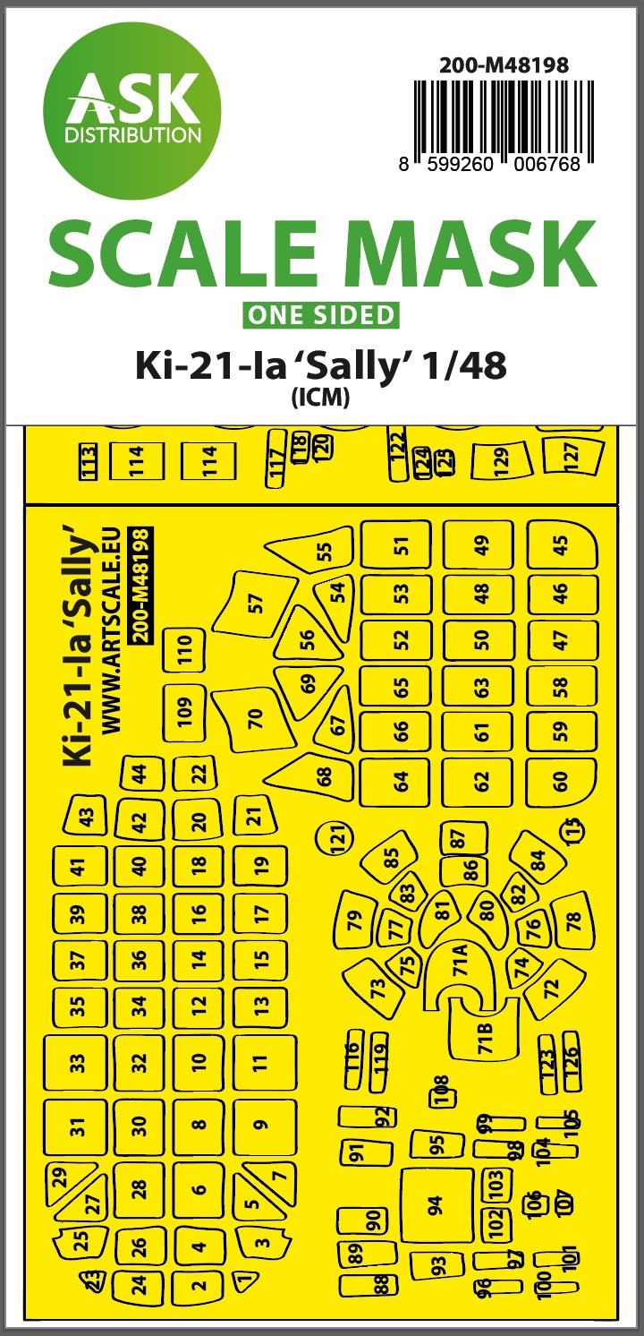 Fotografie 1/48 Ki-21-Ia Sally one-sided express fit mask for ICM