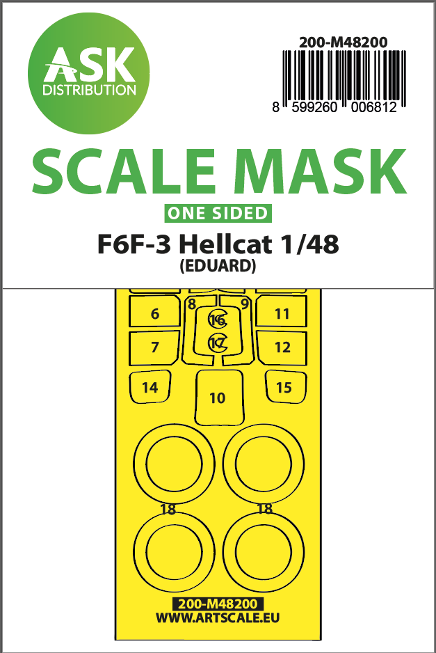 Fotografie 1/48 F6F-3 Hellcat one-sided express fit mask for Eduard