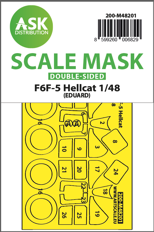 Fotografie 1/48 F6F-5 Hellcat double-sided express fit mask for Eduard