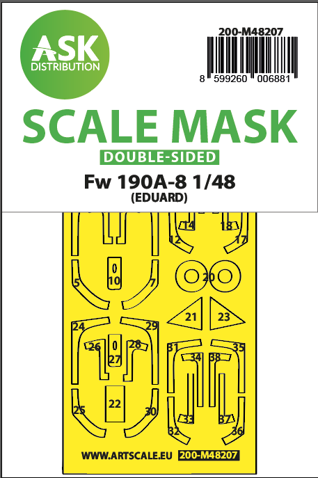 Fotografie 1/48 Fw 190A-8 double-sided express fit mask for Eduard
