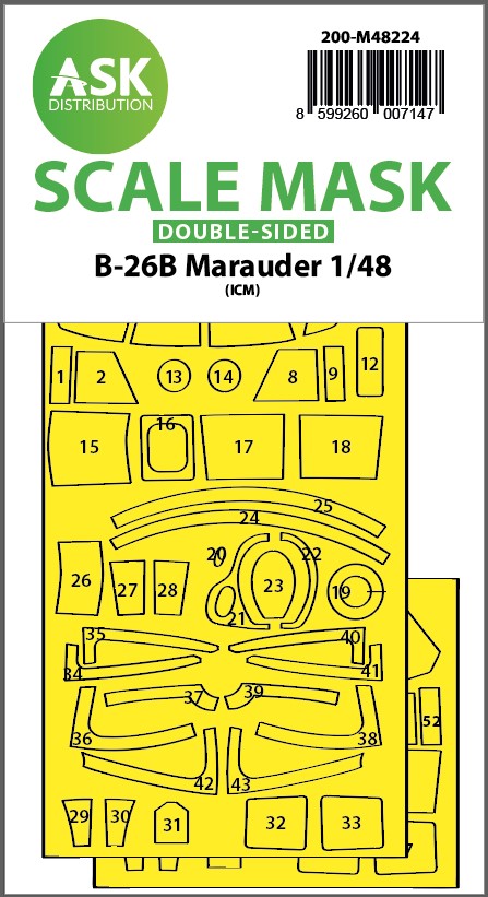 Fotografie 1/48 B-26B Marauder double-sided express fit mask for ICM