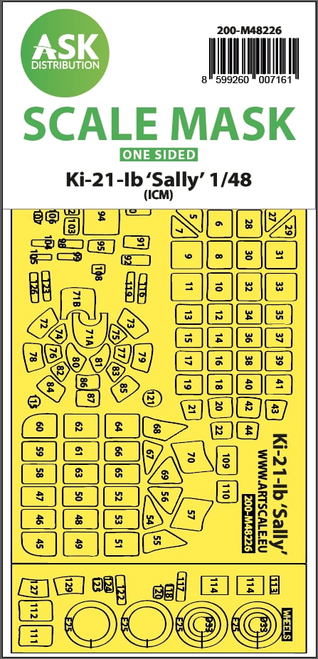 Fotografie 1/48 Ki-21-Ib Sally one-sided express fit mask for ICM