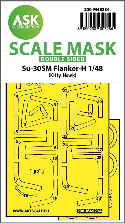 Fotografie 1/48 Su-30SM Flanker-H double-sided express fit mask for Kitty Hawk