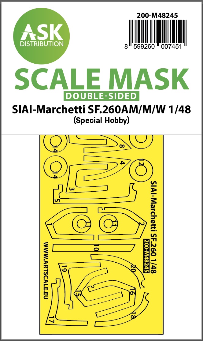 Fotografie 1/48 SIAI-Marchetti SF.260AM/M/W double-sided express fit mask for Special Hobby