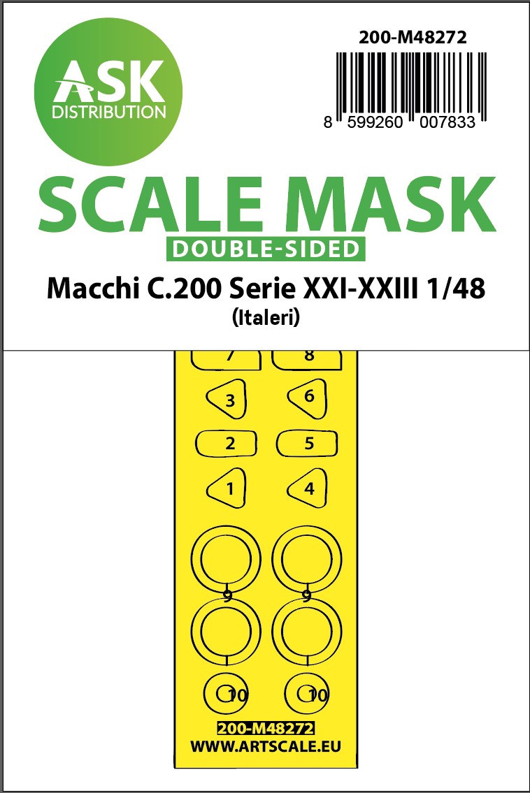 Fotografie 1/48 Macchi C.200 Serie XXI-XXIII double-sided express fit mask for Italeri