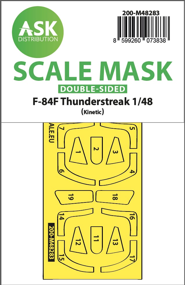 Fotografie 1/48 F-84F Thunderstreake double-sided express fit mask for Kinetic