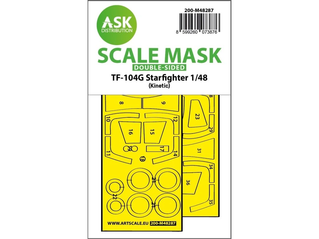 Fotografie 1/48 TF-104G Starfighter double-sided express fit mask for Kinetic