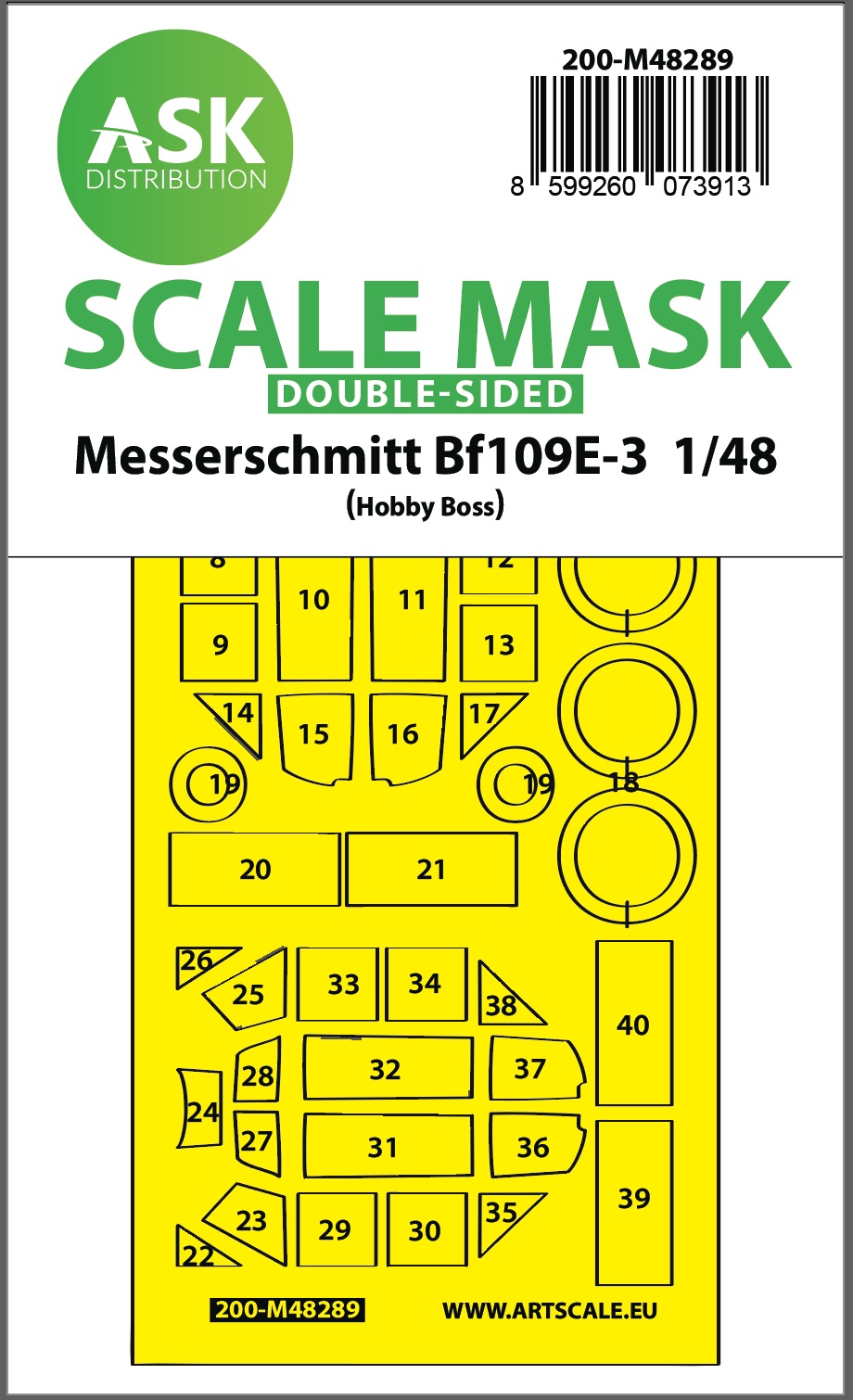Fotografie 1/48 Bf 109E-3 double-sided express fit mask for Hobby Boss