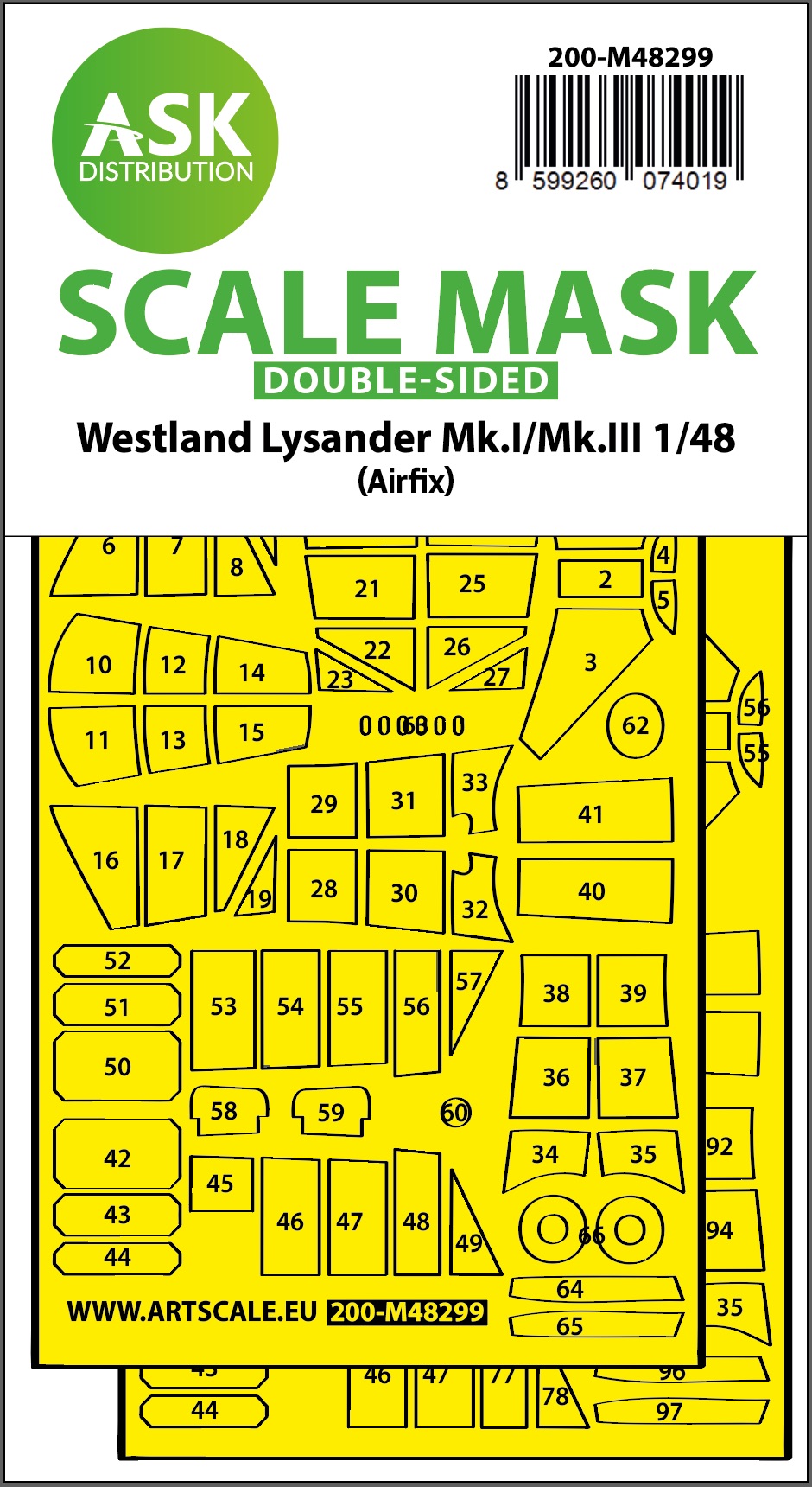 Fotografie 1/48 Lysander Mk.I / Mk.III double-sided express fit mask for Airfix