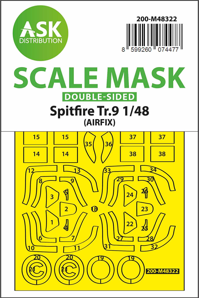 Fotografie 1/48 Spitfire Tr.9 double-sided express fit mask for Airfix