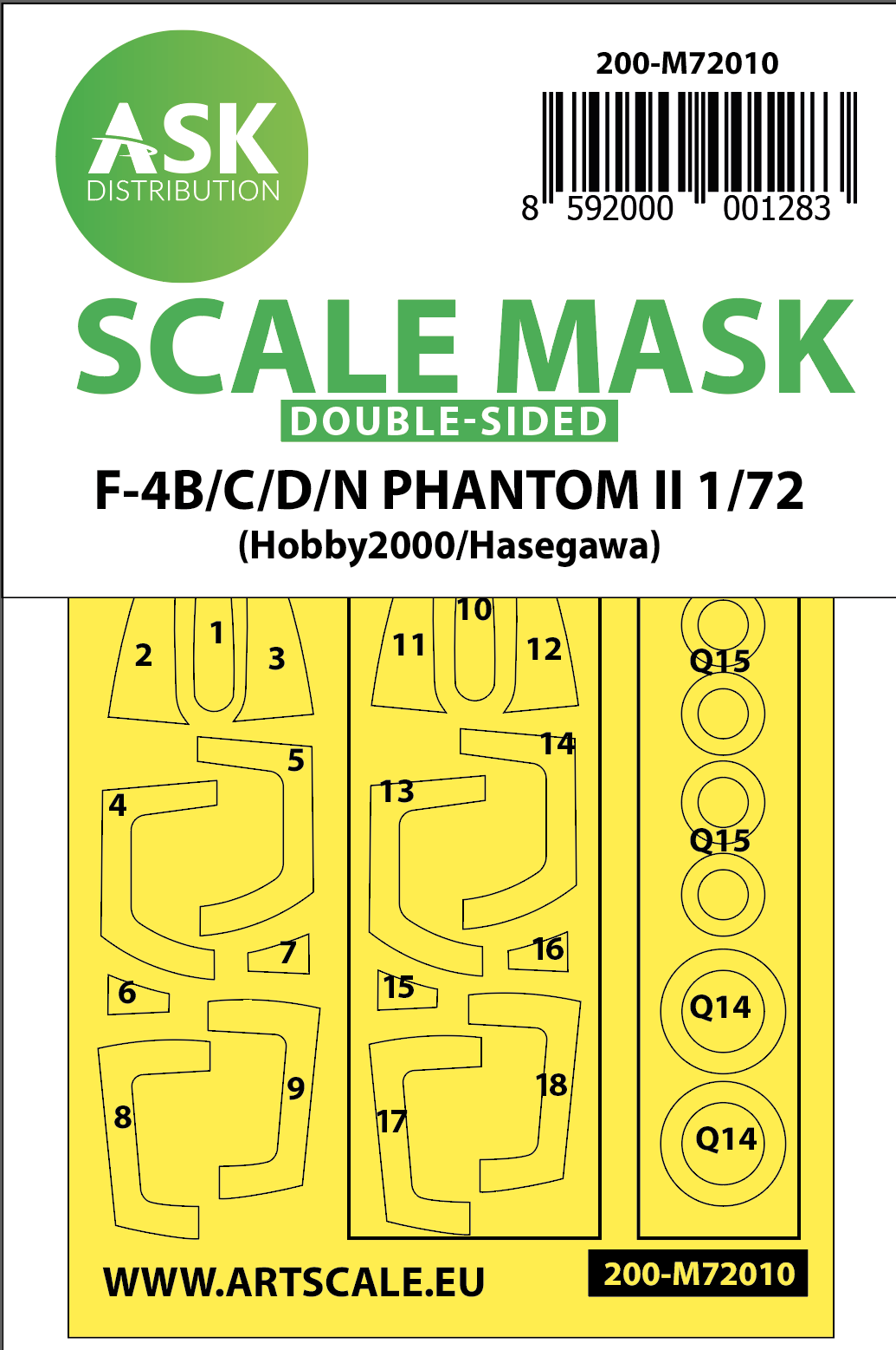 Fotografie 1/72 F-4B/C/D/N Phantom II double-sided painting mask for Hasegawa / Hobby2000