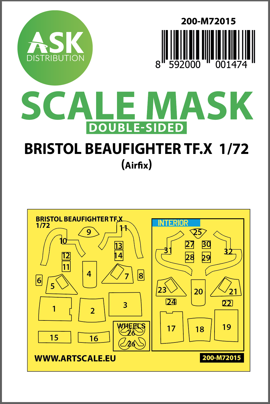 Fotografie 1/72 Bristol Beaufighter TF.X double-sided painting mask for Airfix