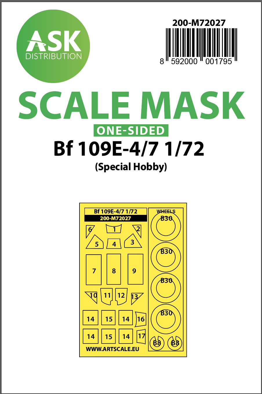 Fotografie 1/72 Bf 109E-4/7 one-sided painting mask for Special Hobby