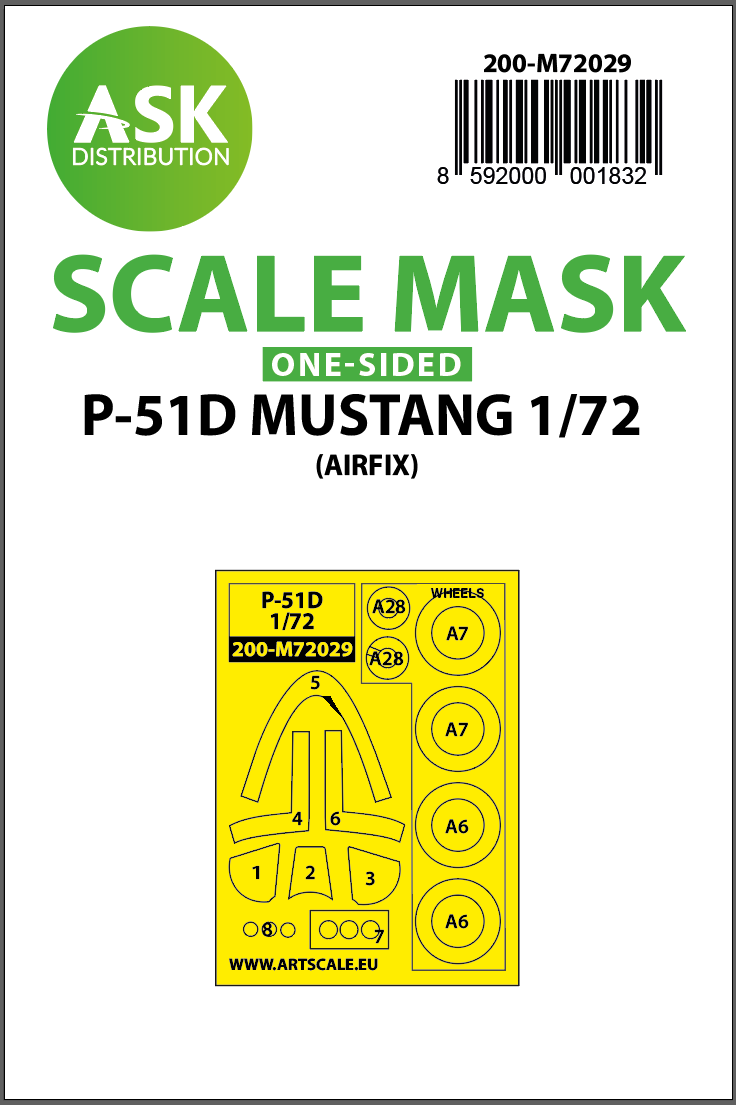 Fotografie 1/72 P-51D Mustang one-sided painting mask for Airfix