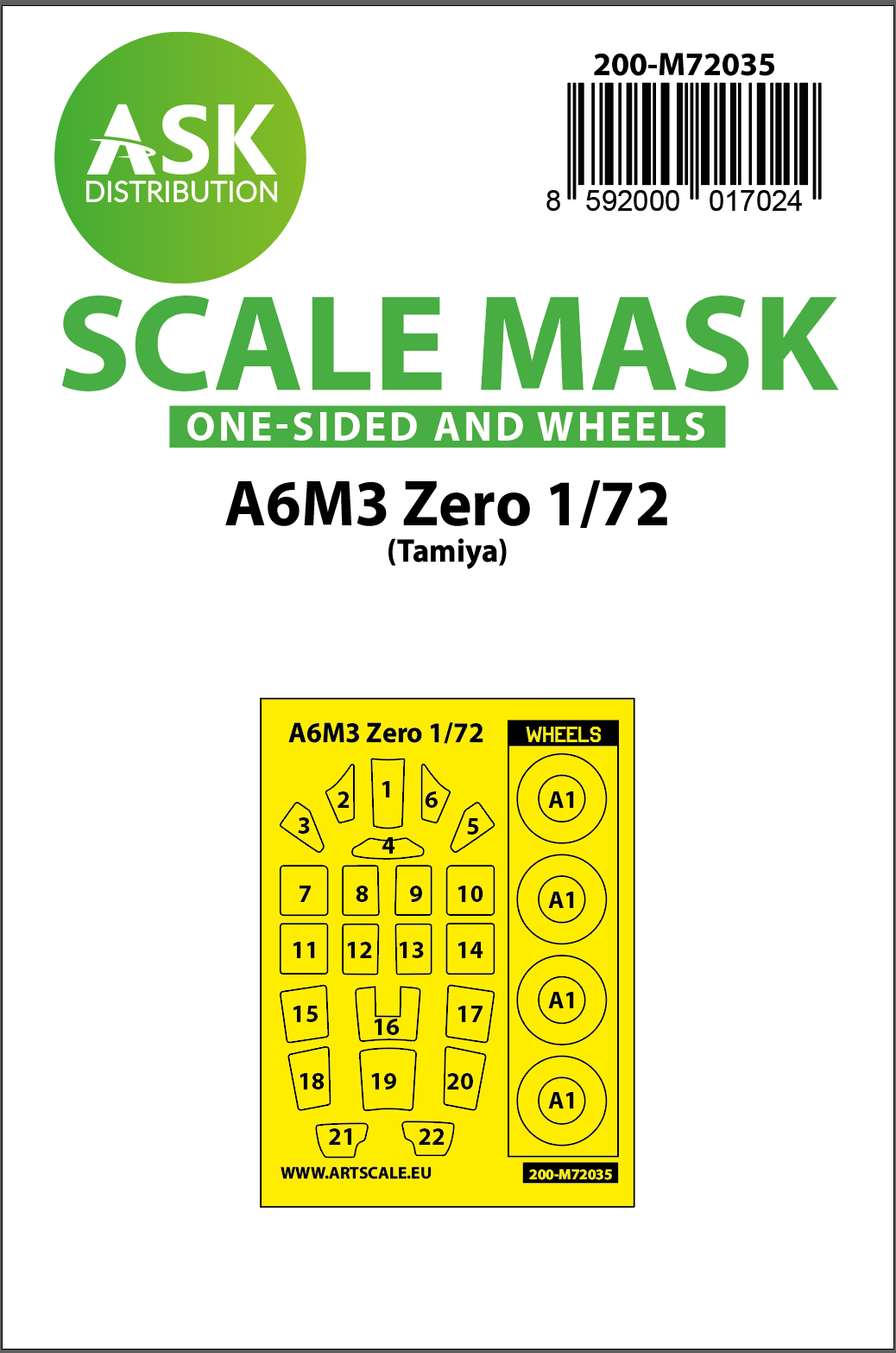 Fotografie 1/72 A6M3 Zero one-sided painting mask for Tamiya