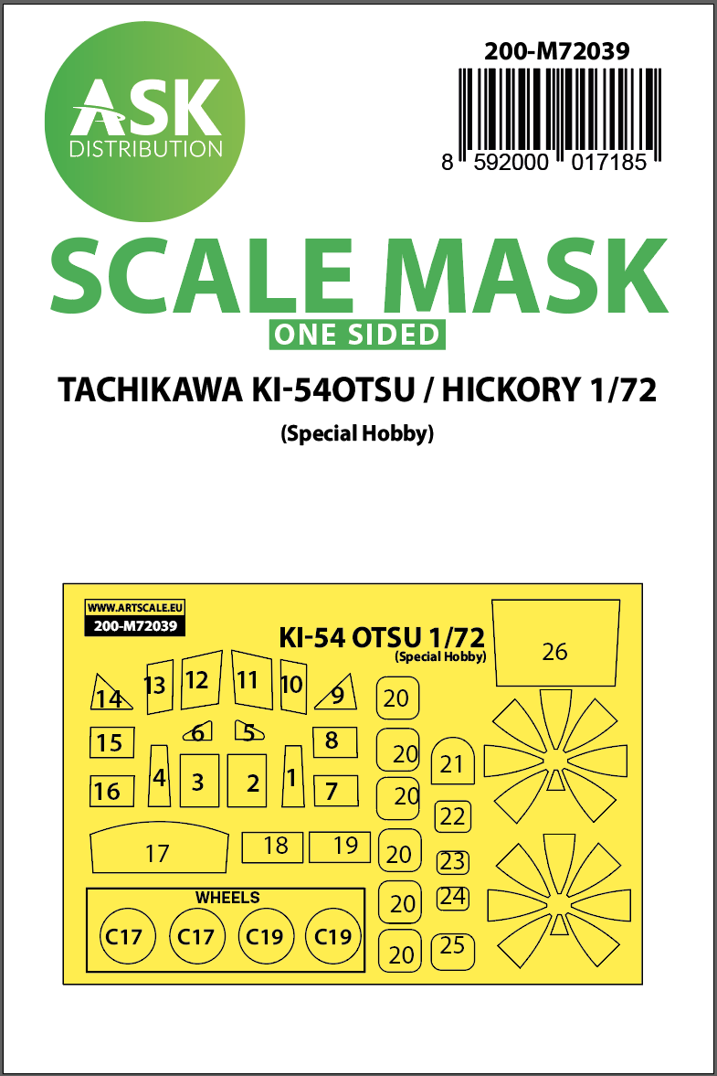 Fotografie 1/72 Tachikawa Ki-54OTSU / Hickory one-sided painting mask for Special Hobby