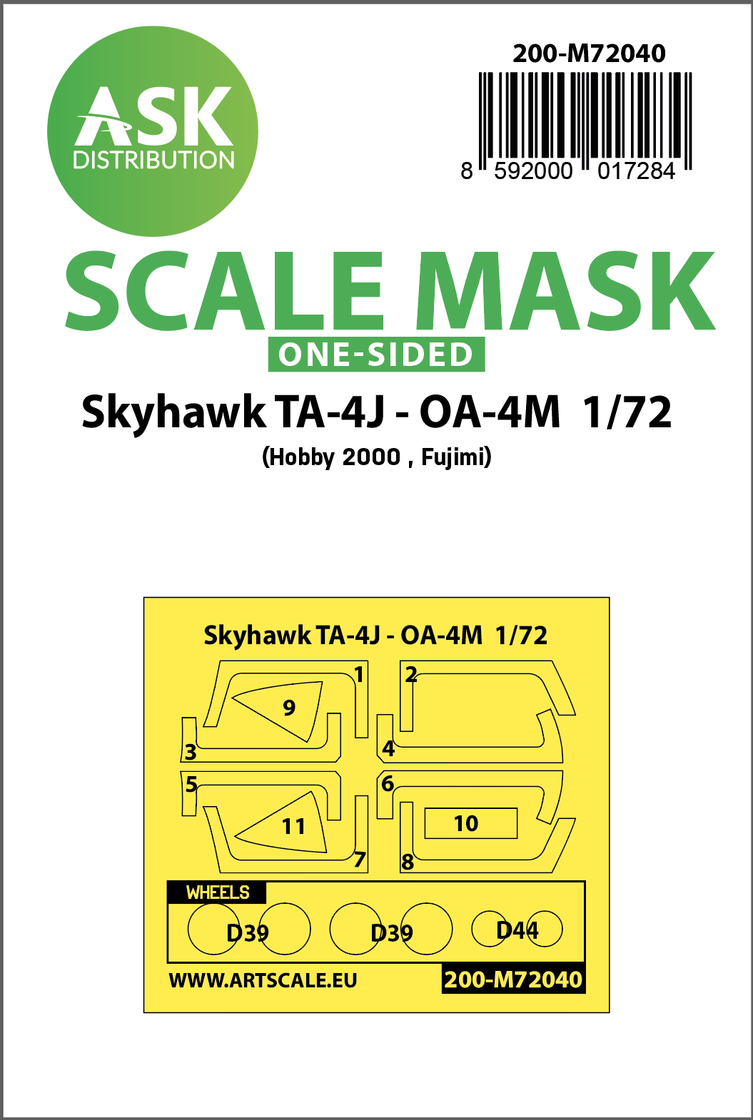 Fotografie 1/72 Skyhawk TA-4J - OA-4M one-sided painting mask for Hobby2000/Fujimi