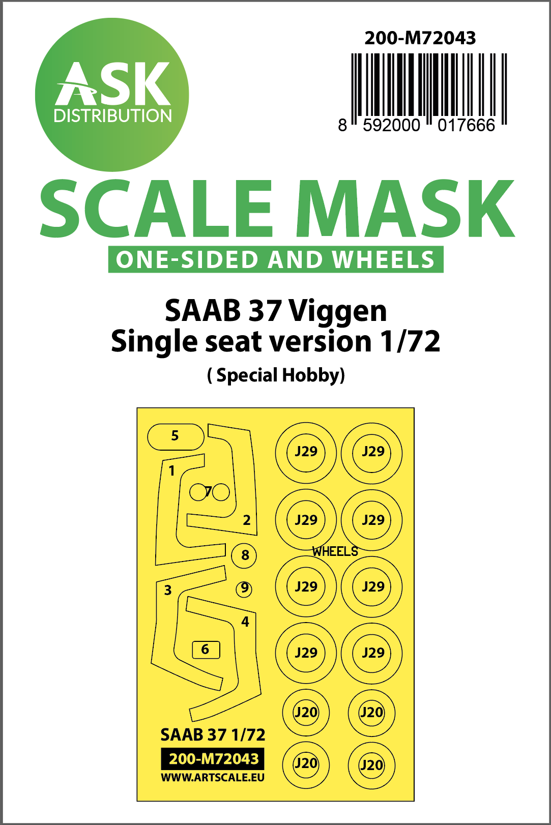 Fotografie 1/72 SAAB 37 Viggen single seater one-sided painting mask for Special Hobby