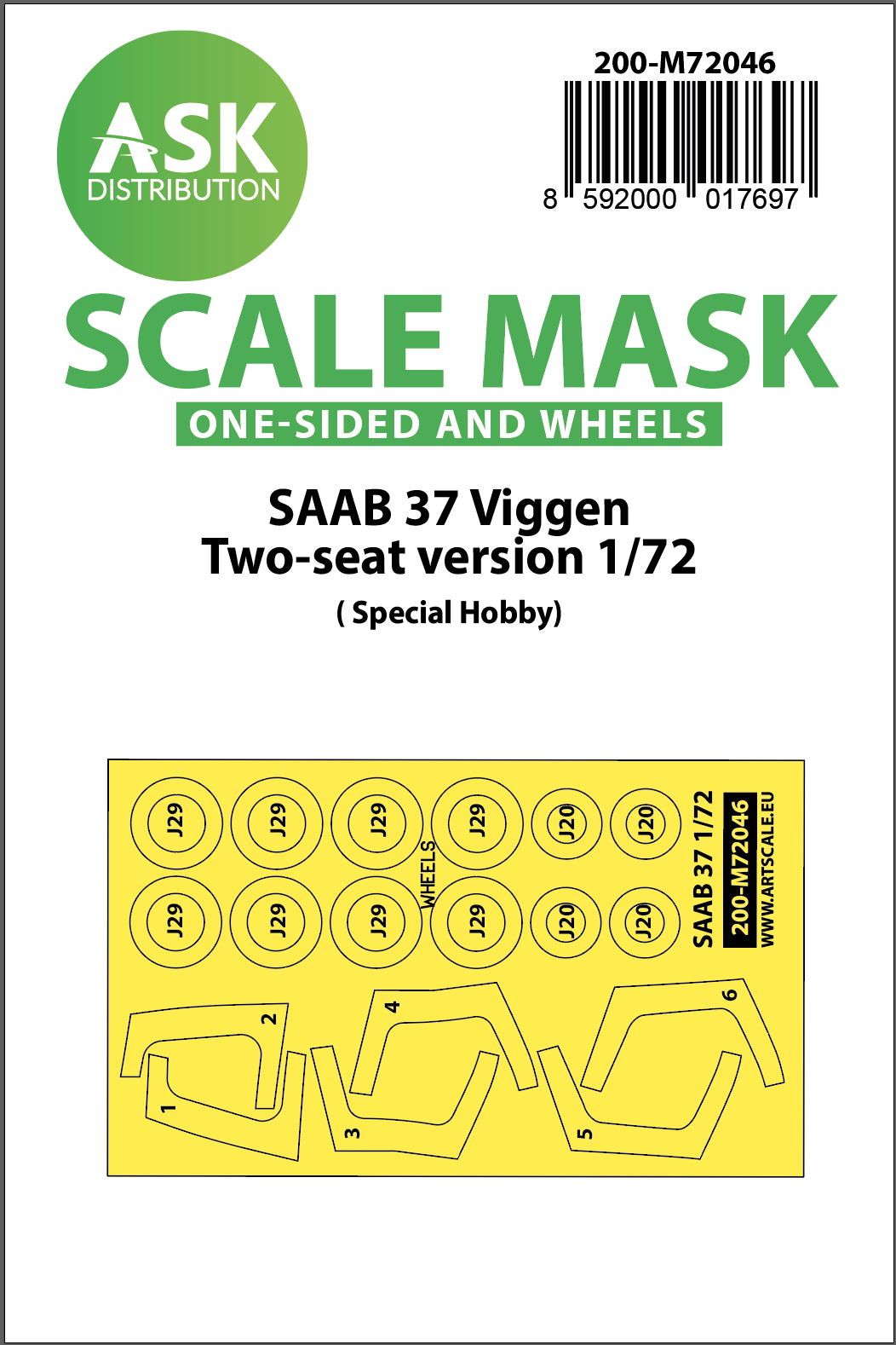 Fotografie 1/72 SAAB 37 Viggen double seater one-sided painting mask for Special Hobby