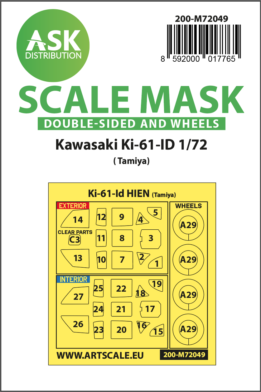 Fotografie 1/72 Kawasaki Ki-61-ID double-sided painting express mask for Tamiya