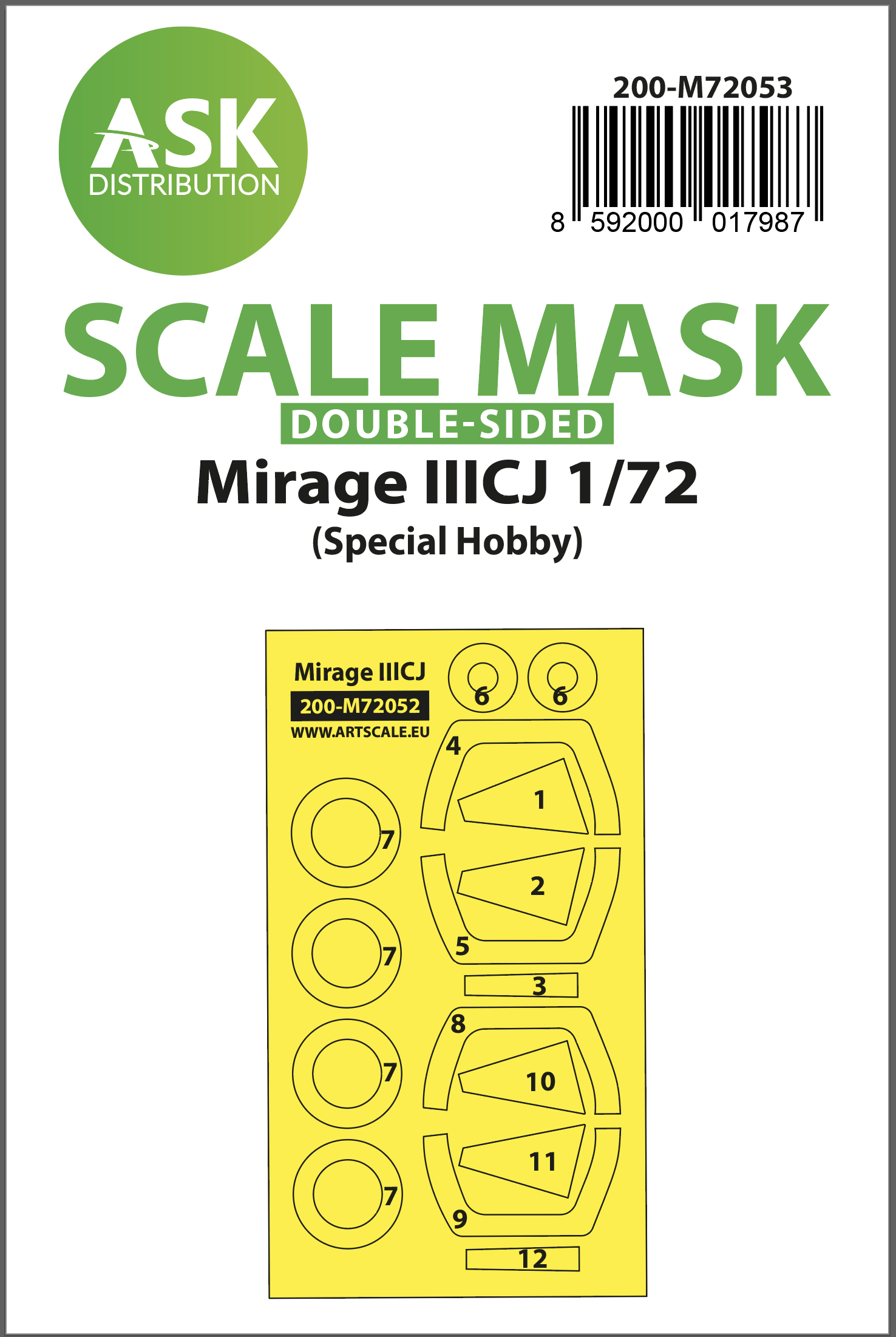 Fotografie 1/72 Mirage IIICJ double-sided painting express mask for Special Hobby