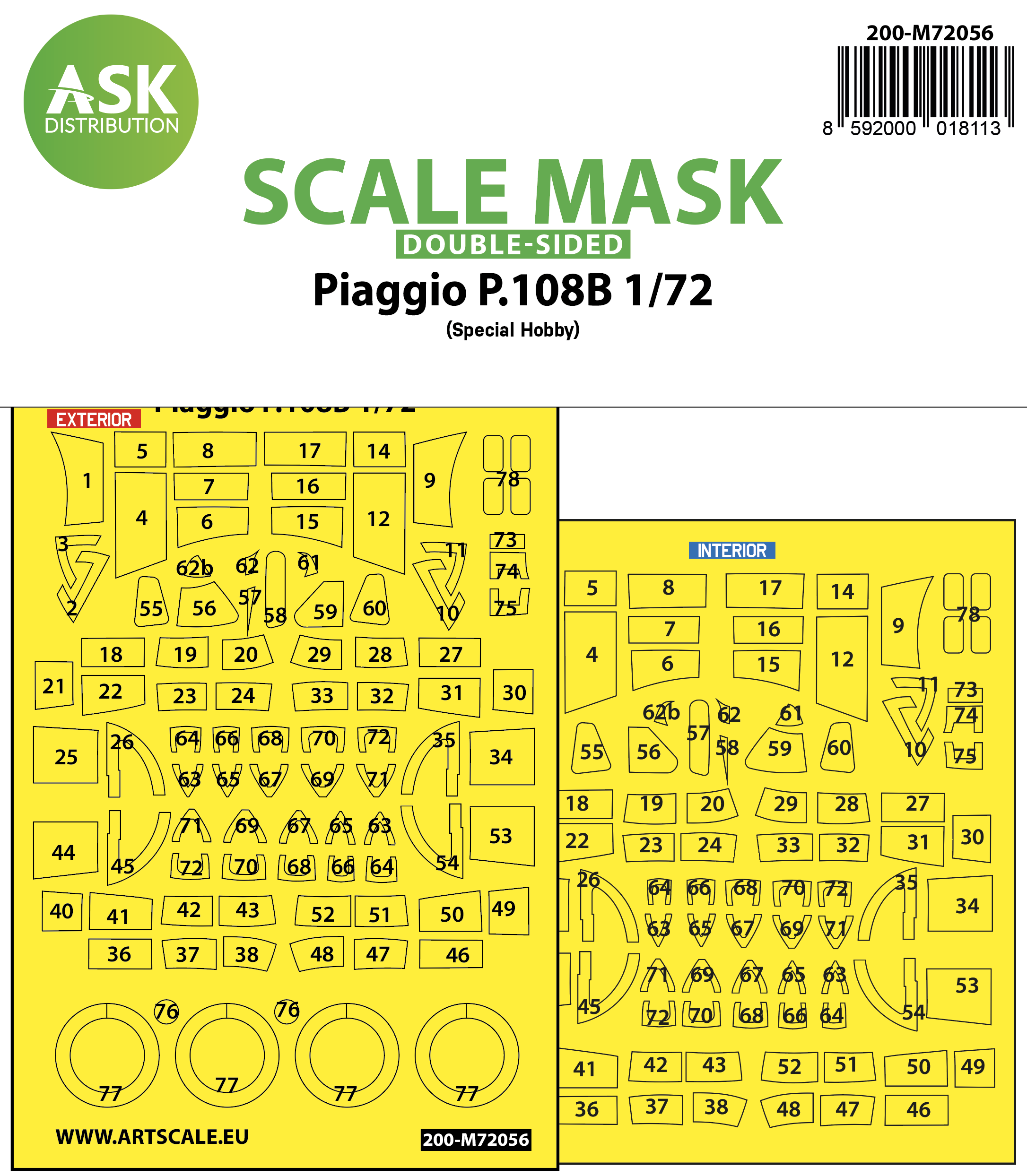 1/72 Piaggio P.108B double-sided painting express mask for Special Hobby