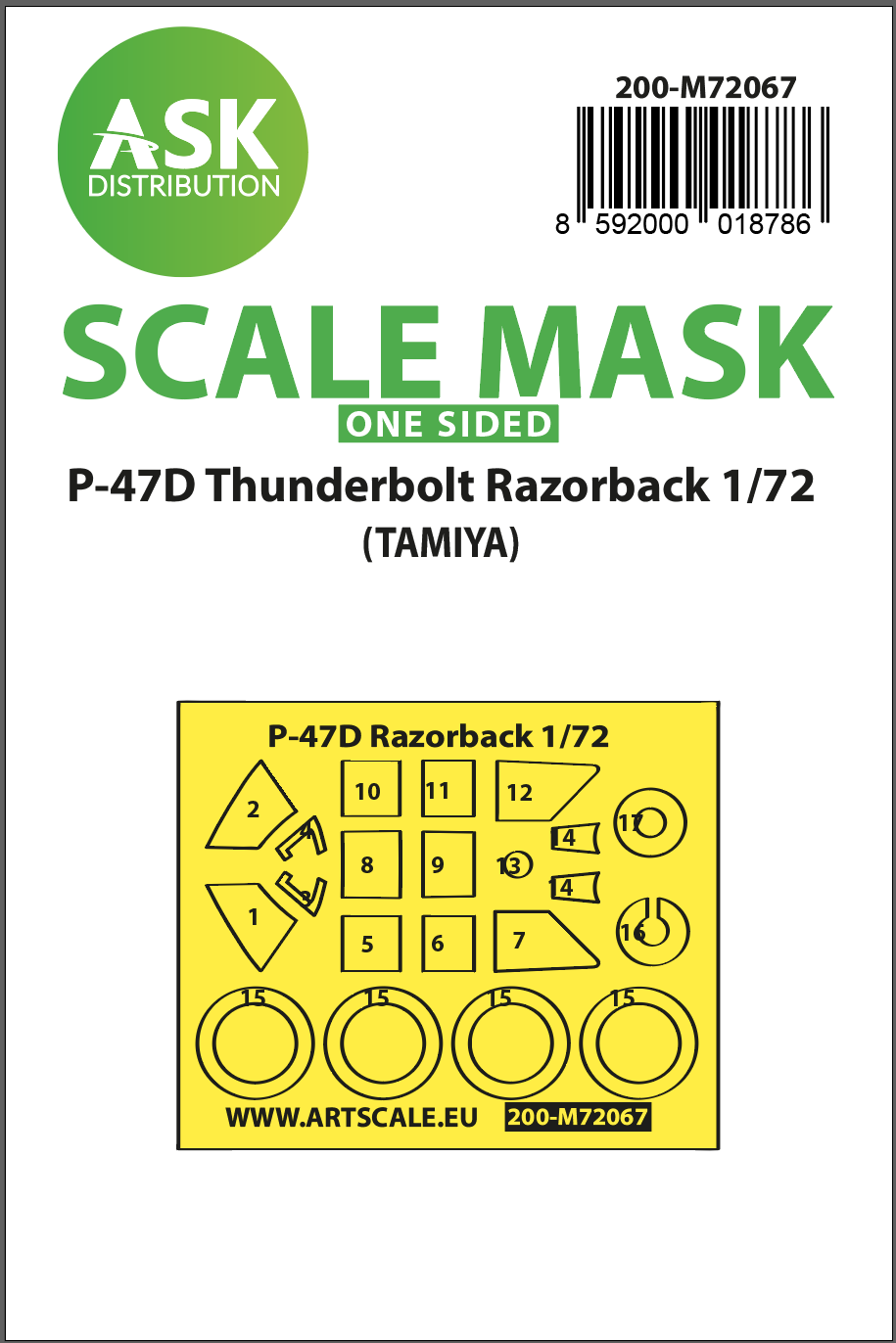 Fotografie 1/72 P-47D Thunderbolt Razorback one-sided express mask for Tamiya