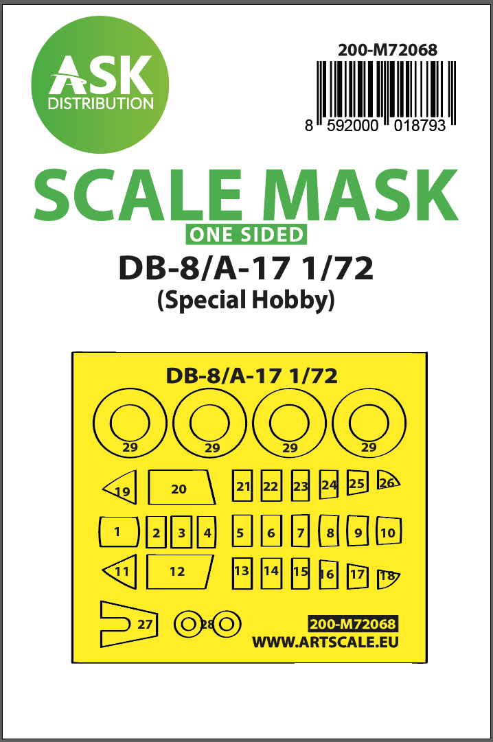 Fotografie 1/72 DB-8/A-17 one-sided express mask for Special Hobby
