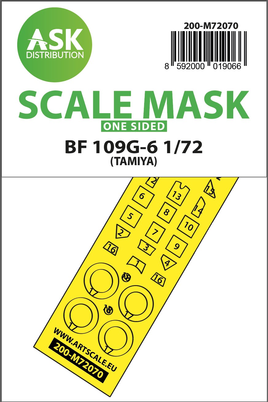 Fotografie 1/72 Bf 109G-6 one-sided express fit mask for Tamiya