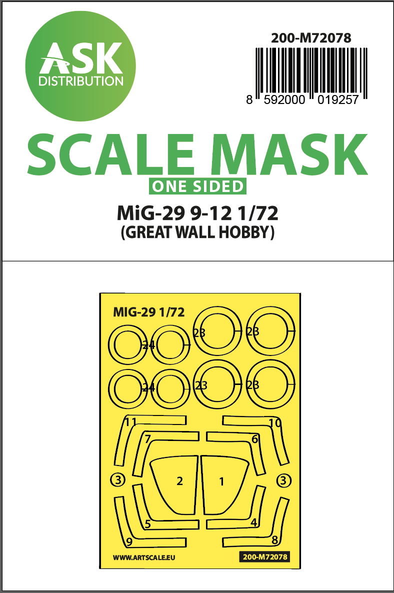 Fotografie 1/72 Mig-29 9-12 one-sided express mask incl. the rubber mask for Great Wall Hobby