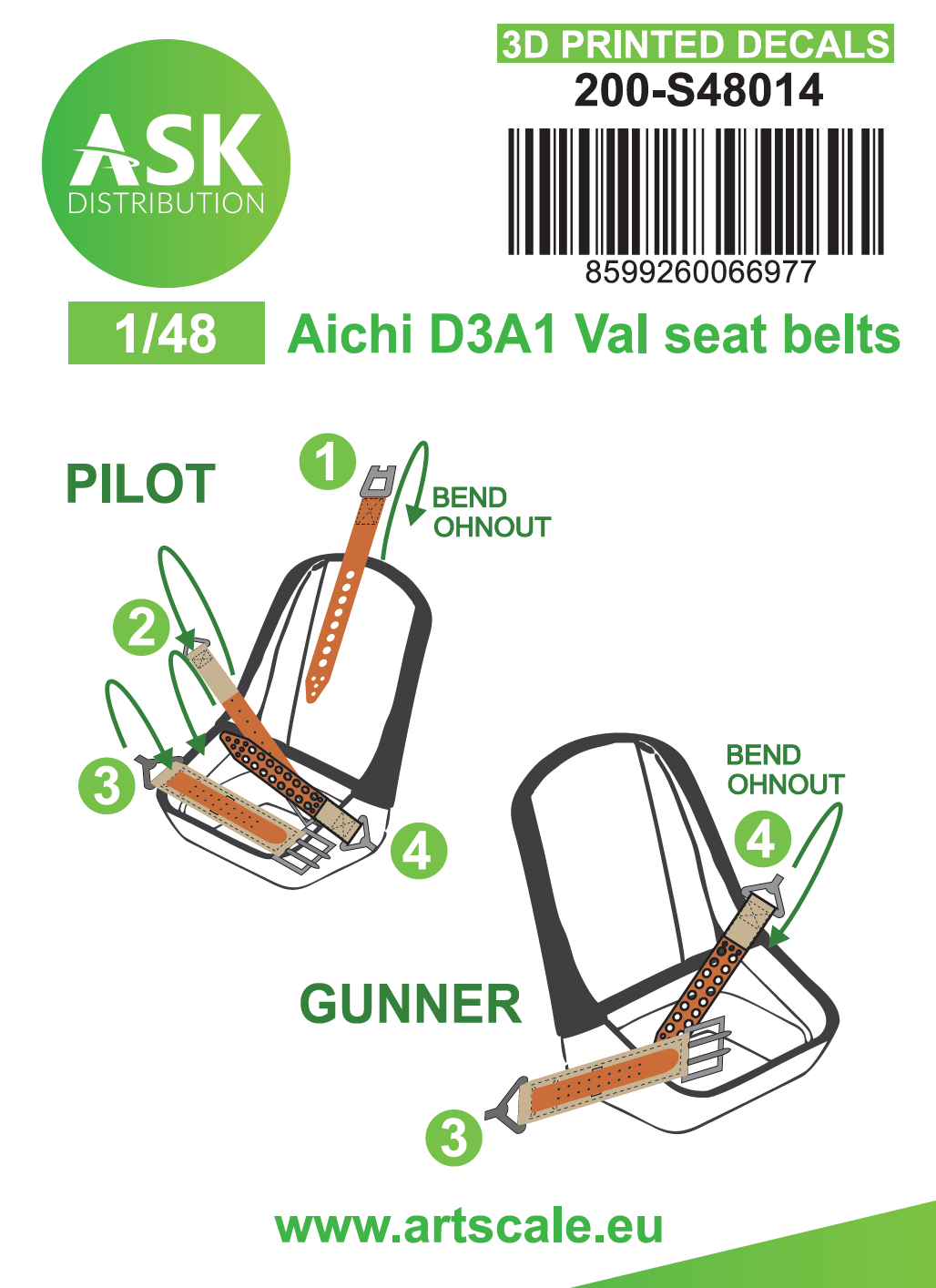 Fotografie 1/48 Aichi D3A1 Val seat belts - 3D printed decals by ASK