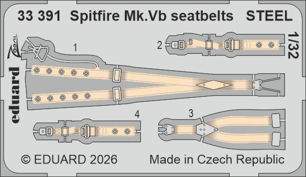 Fotografie 1/32 Spitfire Mk.Vb seatbelts STEEL (KOTARE)