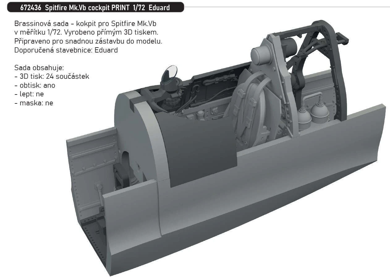 Fotografie 1/72 Spitfire Mk.Vb cockpit PRINT (EDUARD)