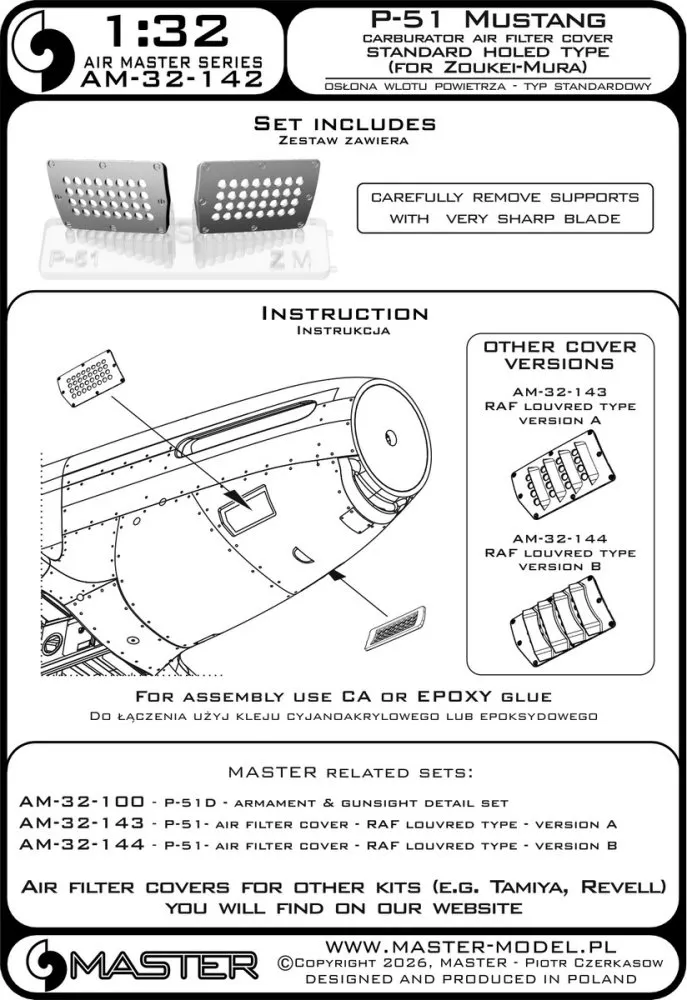 1/32 P-51 Mustang carbur.air filter cover std.(ZM)