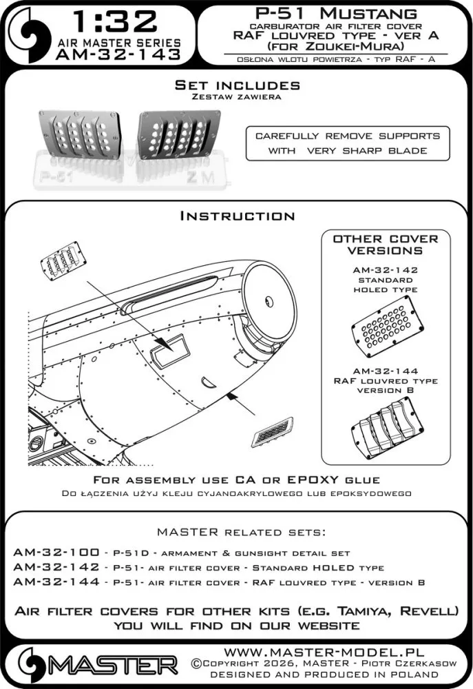 1/32 P-51 Mustang car.air filter c.RAF louvr.A(ZM)
