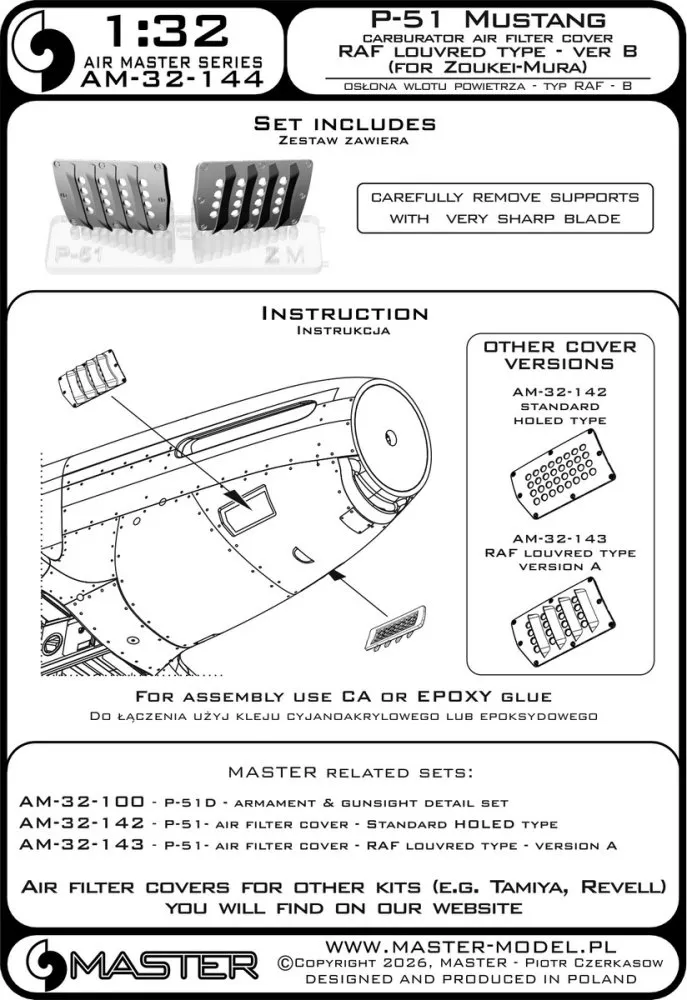 1/32 P-51 Mustang car.air filter c.RAF louvr.B(ZM)