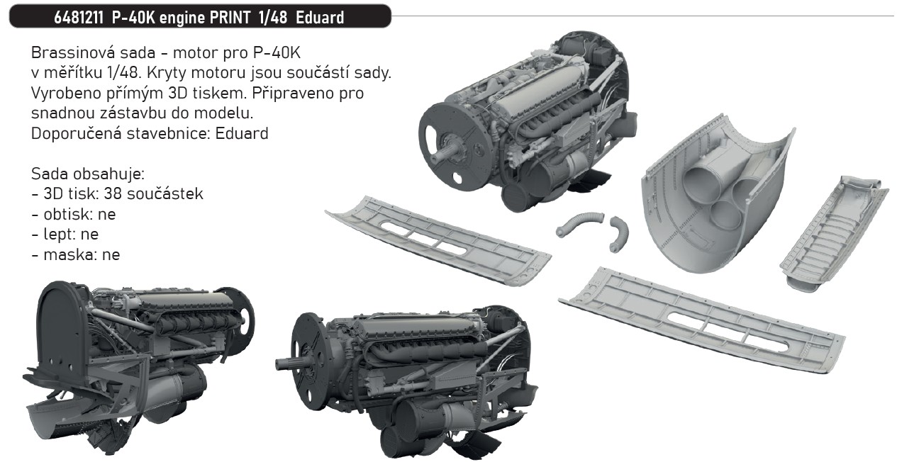 Fotografie 1/48 P-40K engine PRINT (EDUARD)